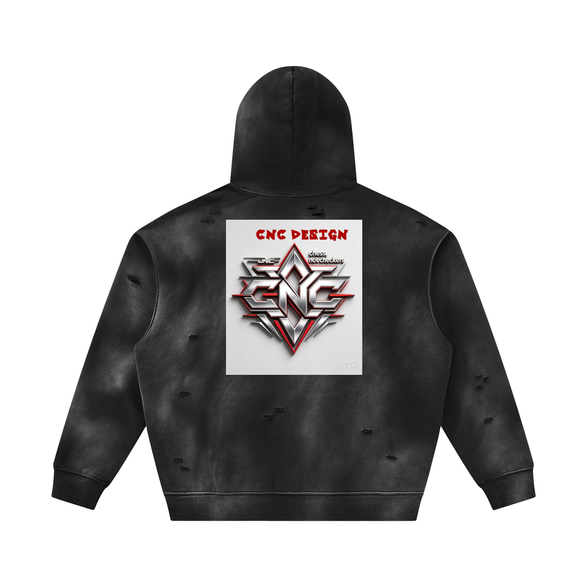 Unisex Sunfade Frayed Fleece Hoodie