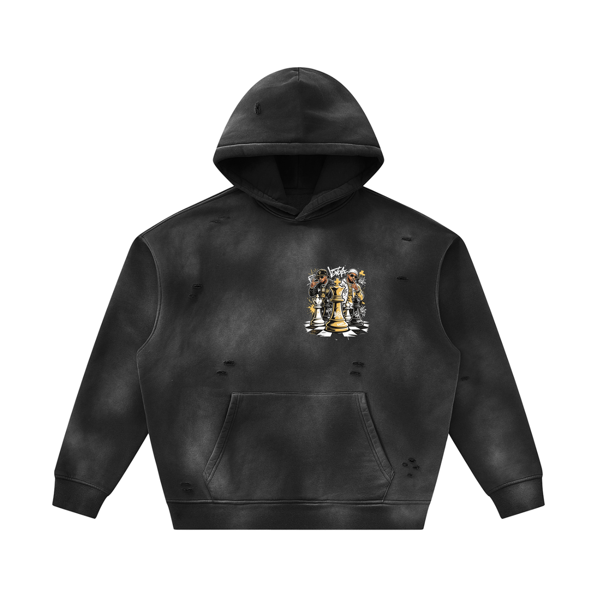 Unisex Sunfade Frayed Fleece Hoodie