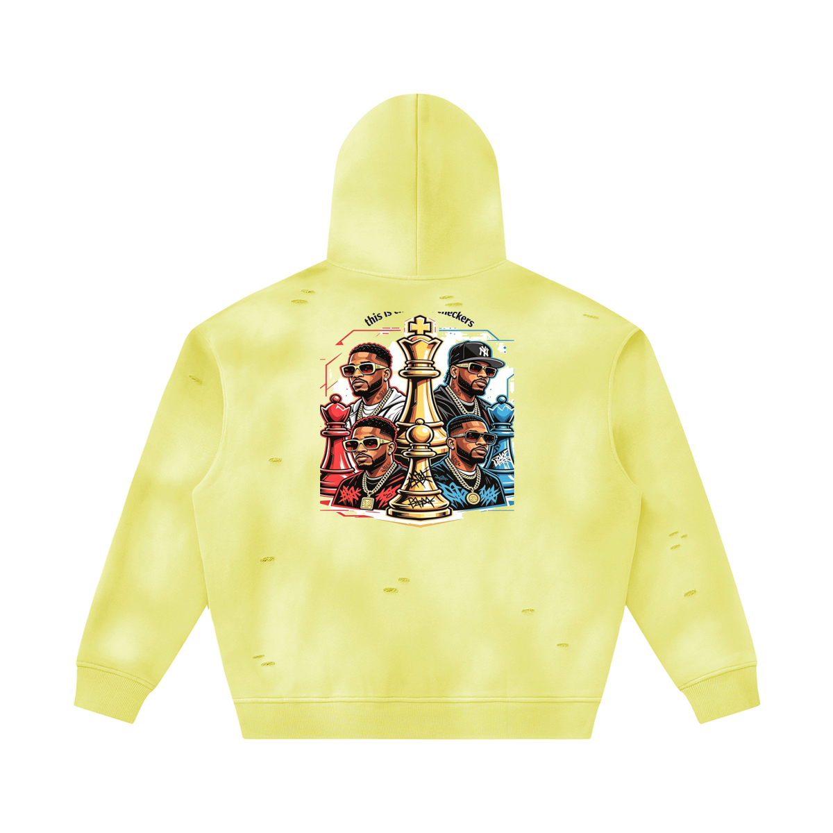 Unisex Sunfade Frayed Fleece Hoodie