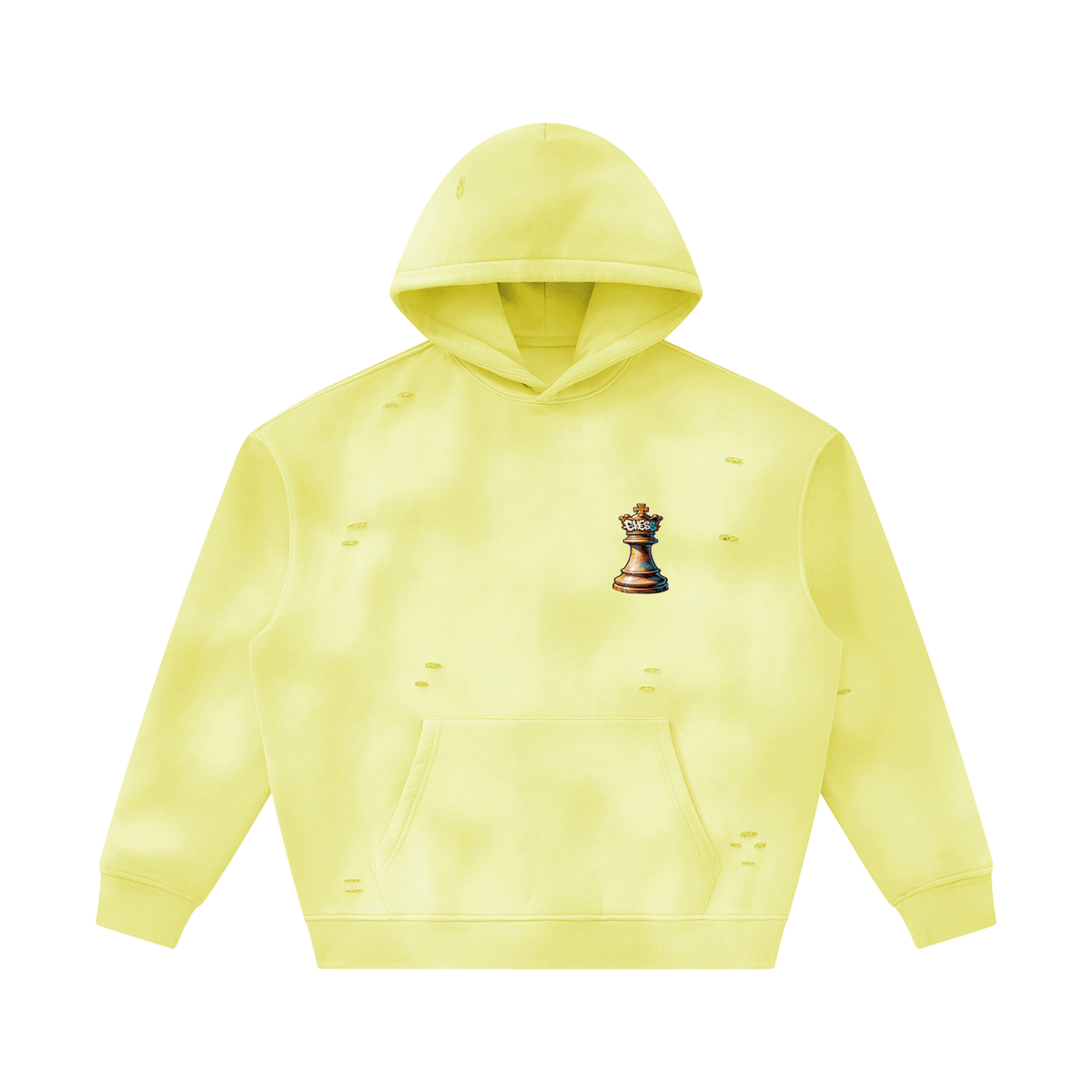 Unisex Sunfade Frayed Fleece Hoodie